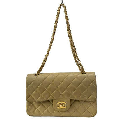 Chanel Shoulder Bag Double Flap Matelasse A01113 Beige Chain Shoulder Gold