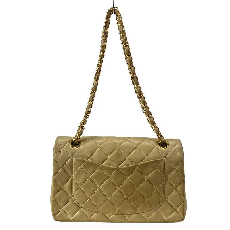 Chanel Shoulder Bag Double Flap Matelasse A01113 Beige Chain Shoulder Gold