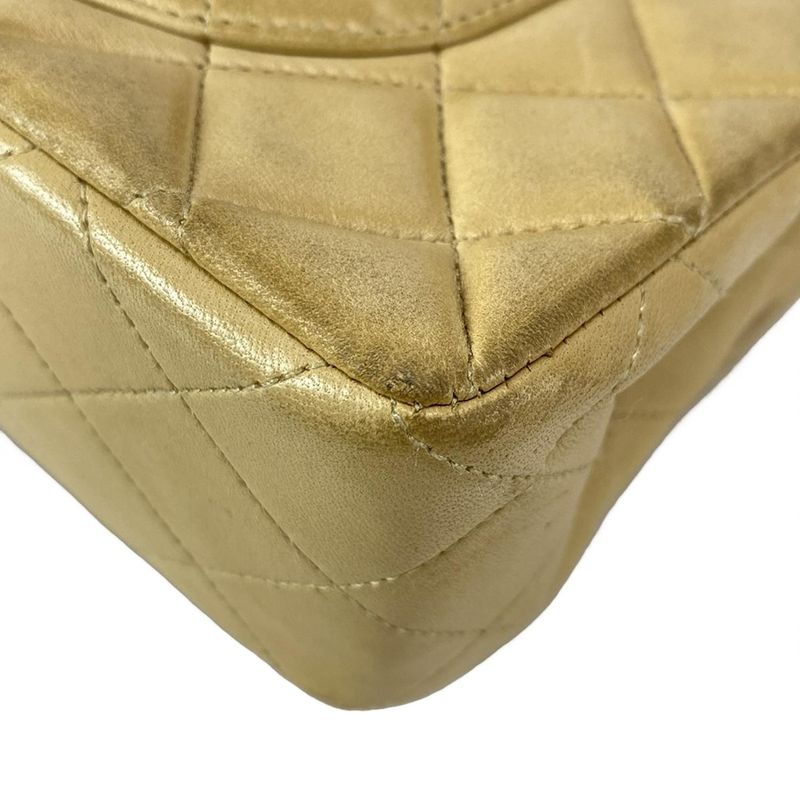 Chanel Shoulder Bag Double Flap Matelasse A01113 Beige Chain Shoulder Gold