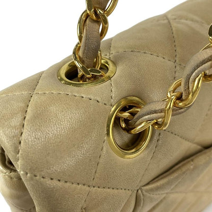 Chanel Shoulder Bag Double Flap Matelasse A01113 Beige Chain Shoulder Gold