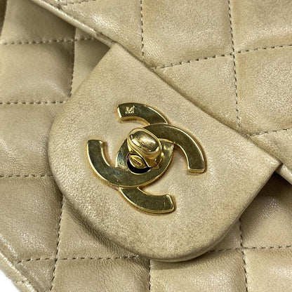 Chanel Shoulder Bag Double Flap Matelasse A01113 Beige Chain Shoulder Gold