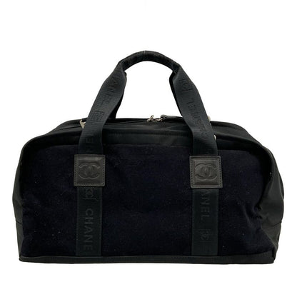 Chanel Handbag Sport Line Black Silver Hardware Cotton