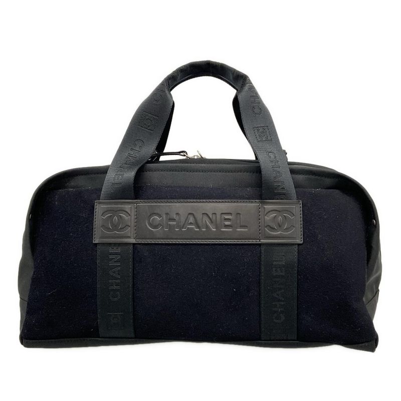 Chanel Handbag Sport Line Black Silver Hardware Cotton