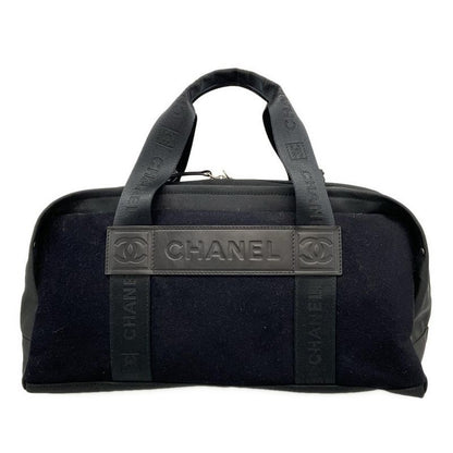 Chanel Handbag Sport Line Black Silver Hardware Cotton