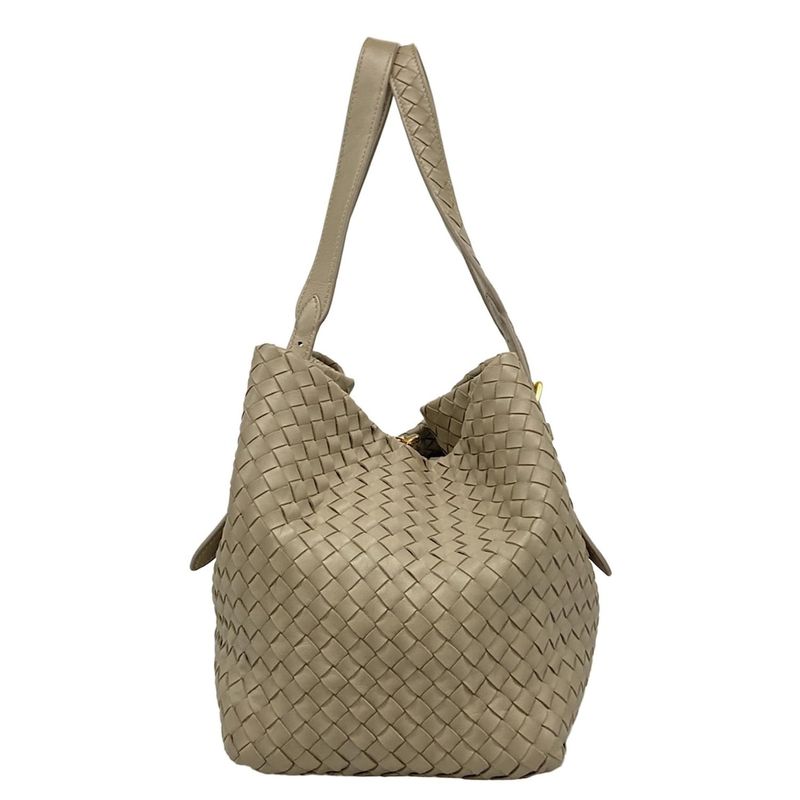 Bottega Veneta Tote Bag Small Chesta Bag Gray Beige Leather