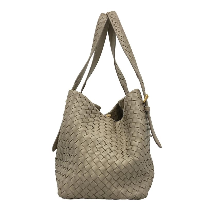 Bottega Veneta Tote Bag Small Chesta Bag Gray Beige Leather