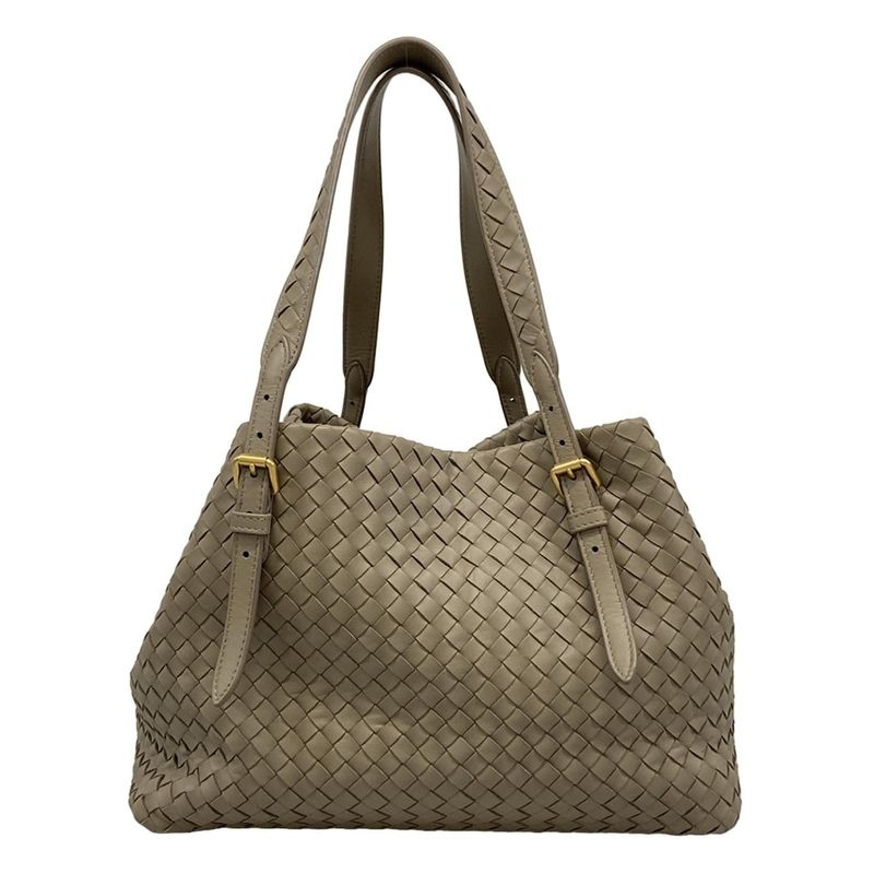 Bottega Veneta Tote Bag Small Chesta Bag Gray Beige Leather