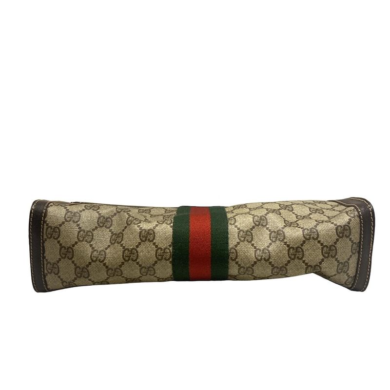 Gucci Parfums Clutch Bag GG Pattern Sherry Dark Brown Ivory And Multi Leather