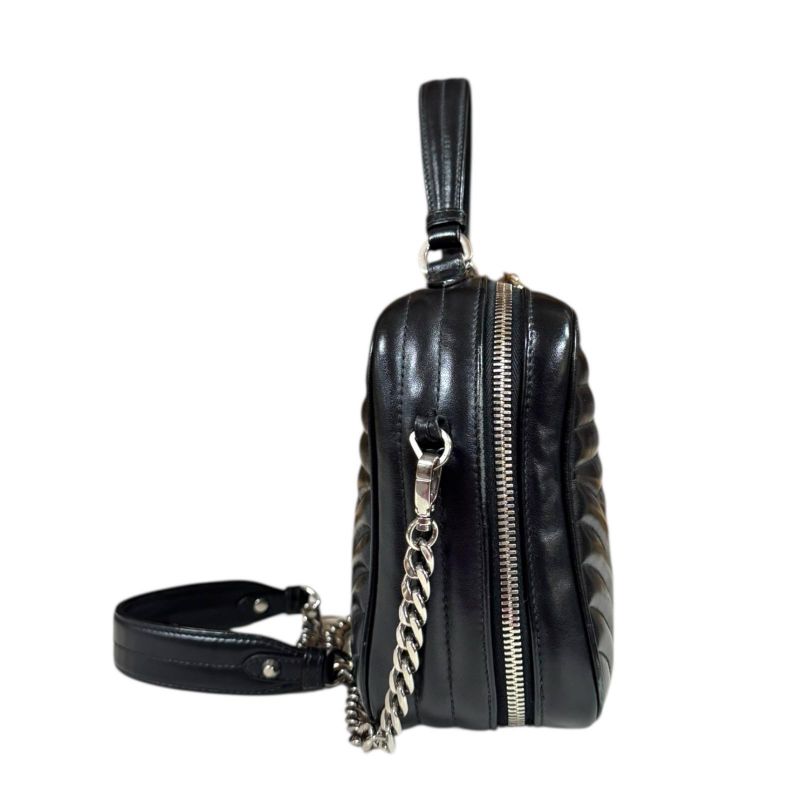 Prada Diagram Shoulder Bag Leather 1bh119 Black Ladies Prada Preowned Prada