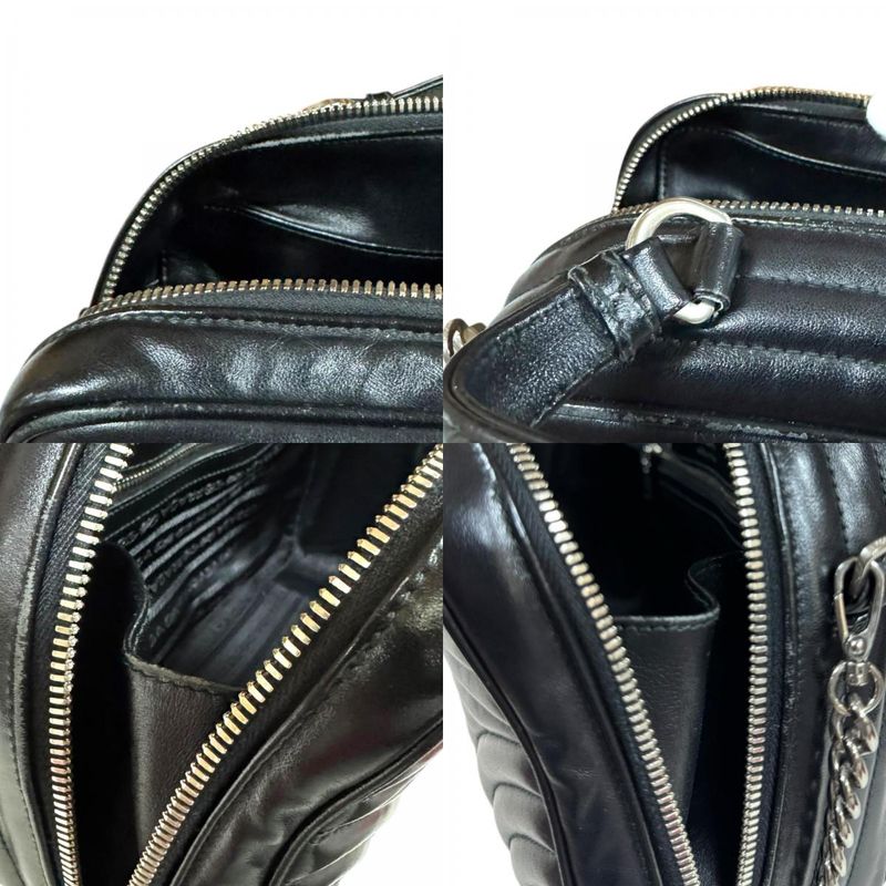 Prada Diagram Shoulder Bag Leather 1bh119 Black Ladies Prada Preowned Prada