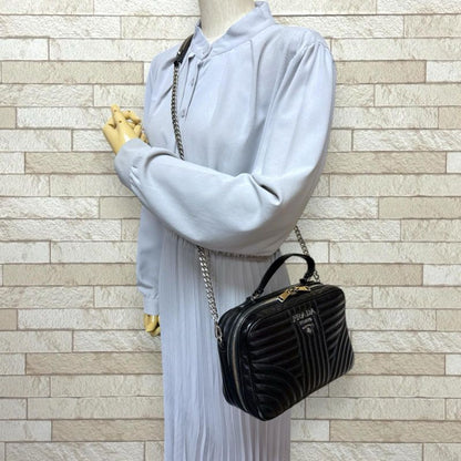 Prada Diagram Shoulder Bag Leather 1bh119 Black Ladies Prada Preowned Prada