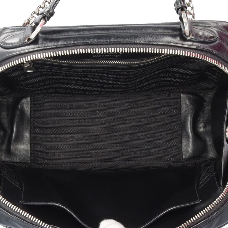 Prada Diagram Shoulder Bag Leather 1bh119 Black Ladies Prada Preowned Prada