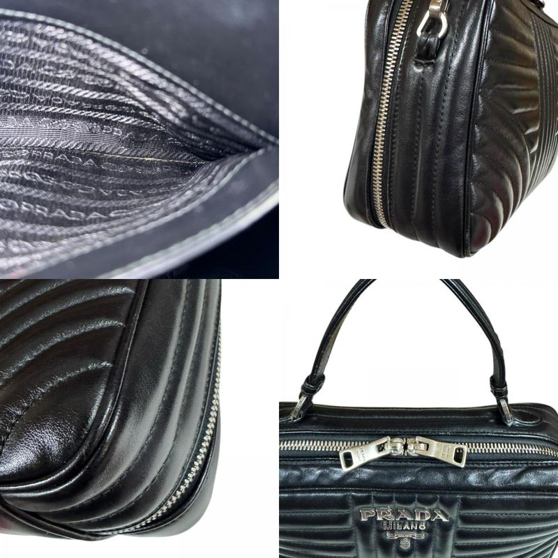 Prada Diagram Shoulder Bag Leather 1bh119 Black Ladies Prada Preowned Prada