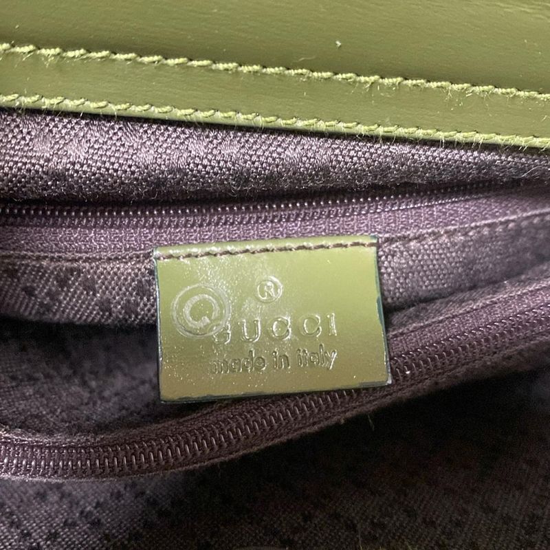 Gucci Tote Bag Bamboo 0028260 Dark Green And Light Brown Leather