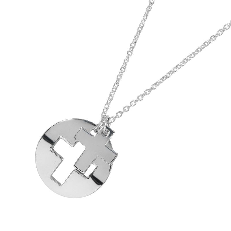 Tiffany & Co Stencil Cross Silver 925 Ladies 3.18g Necklace