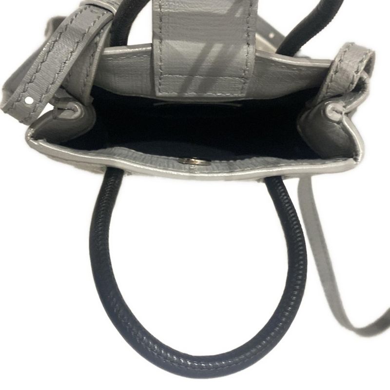 Balenciaga Tote Bag Shopping Phone Holder 593826 Grey And Black 2way Mini Bag