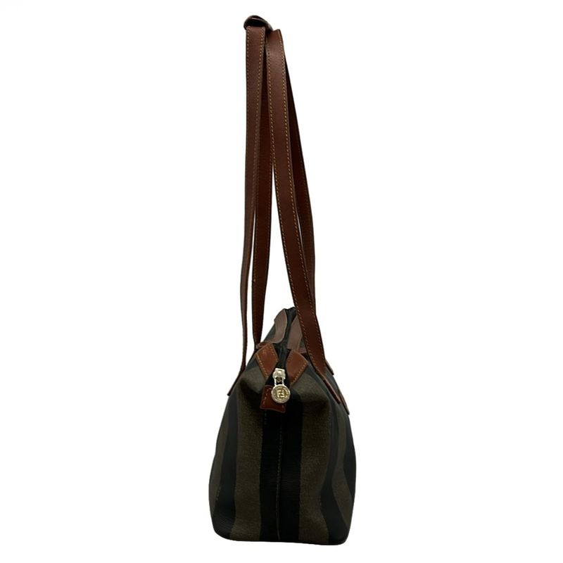 Fendi Shoulder Bag Pecan Brown And Dark Brown Stripe Leather