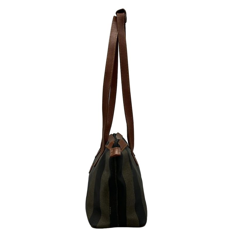 Fendi Shoulder Bag Pecan Brown And Dark Brown Stripe Leather