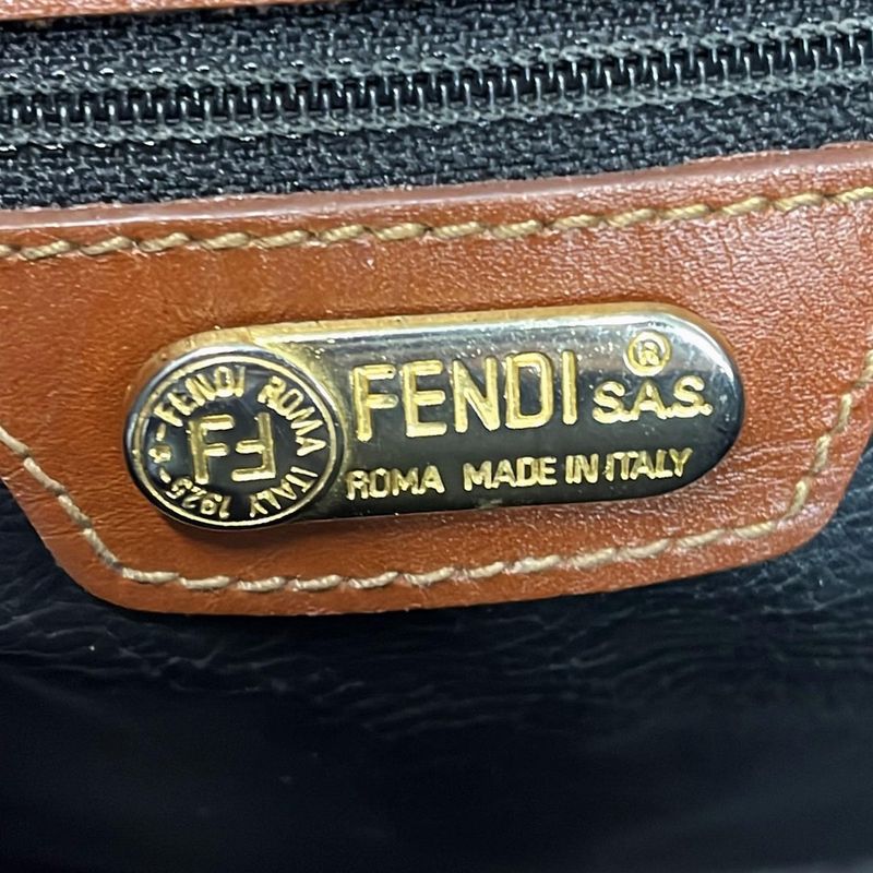 Fendi Shoulder Bag Pecan Brown And Dark Brown Stripe Leather