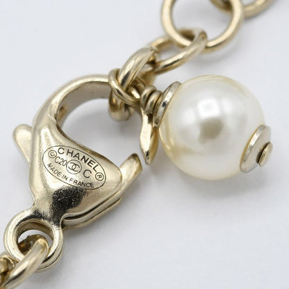 Chanel Double Necklace C20 Coco Mark Faux Pearl Rhinestone Women's Accessory