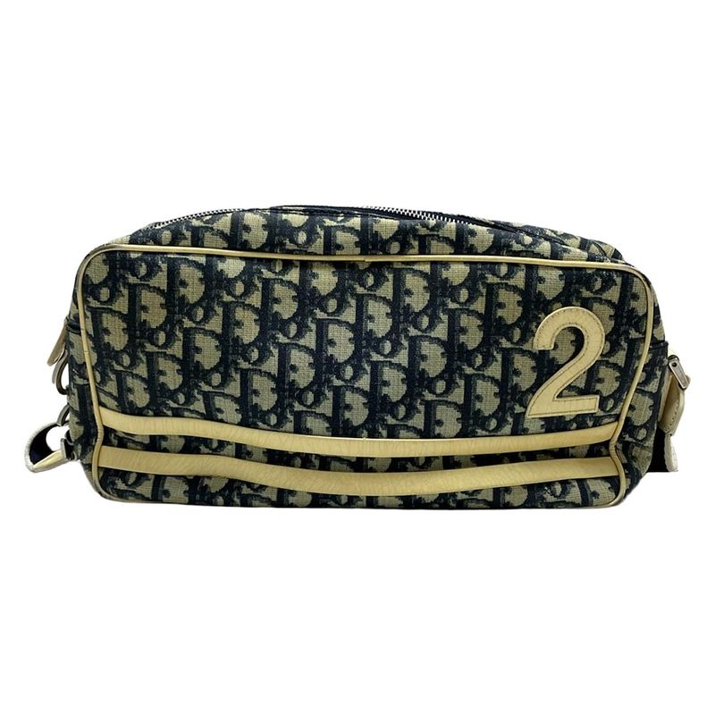 DIOR Christian Dior Shoulder Bag Trotter Blue And Ivory Leather