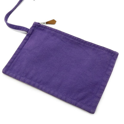 Hermes Cannes MM Tote Handbag Striped Canvas Purple Ivory With Pouch
