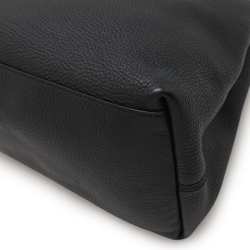 Gucci Soho Interlocking G Fringe Tote Bag Chain Shoulder Leather Black Gold