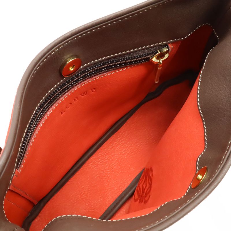 Loewe Anagram Handbag Mini Bag Shoulder Bag Suede Leather Poppy Red Mocha Brown