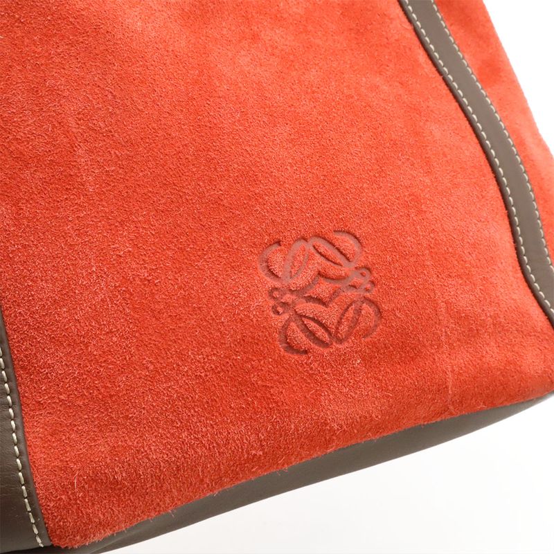 Loewe Anagram Handbag Mini Bag Shoulder Bag Suede Leather Poppy Red Mocha Brown