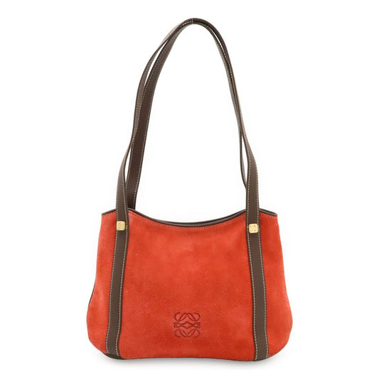 Loewe Anagram Handbag Mini Bag Shoulder Bag Suede Leather Poppy Red Mocha Brown