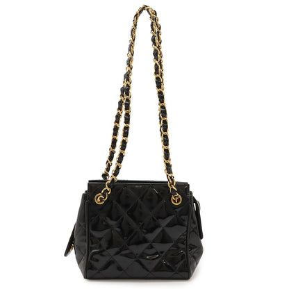Chanel Matelasse Chain Bag Shoulder Bag Mini Bag Enamel Patent Leather Black