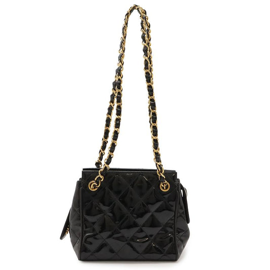 Chanel Matelasse Chain Bag Shoulder Bag Mini Bag Enamel Patent Leather Black
