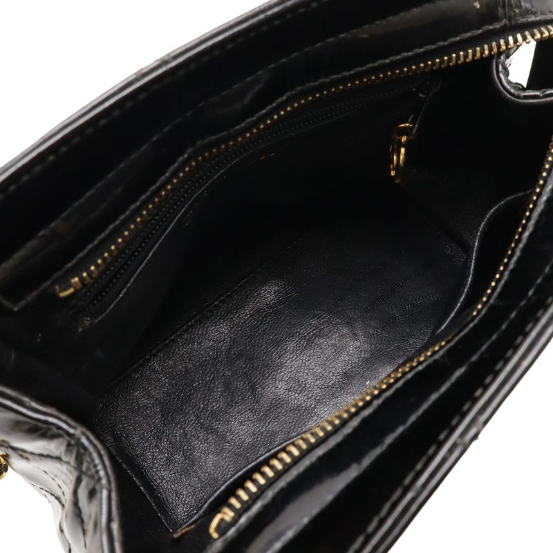 Chanel Matelasse Chain Bag Shoulder Bag Mini Bag Enamel Patent Leather Black