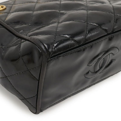 Chanel Matelasse Chain Bag Shoulder Bag Mini Bag Enamel Patent Leather Black