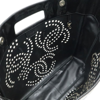 Chanel Triple Coco Perforated Coco Mark Tote Handbag Enamel Patent Leather