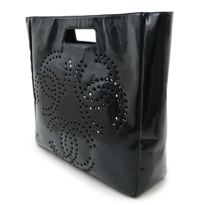 Chanel Triple Coco Perforated Coco Mark Tote Handbag Enamel Patent Leather