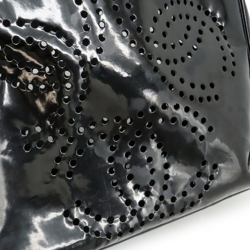 Chanel Triple Coco Perforated Coco Mark Tote Handbag Enamel Patent Leather