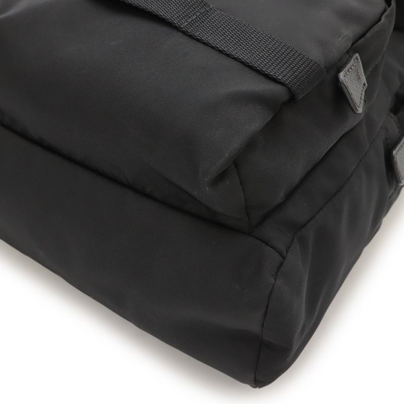 Prada Body Bag Shoulder Bag Crossbody Tessuto Nylon Leather NERO Black Silver