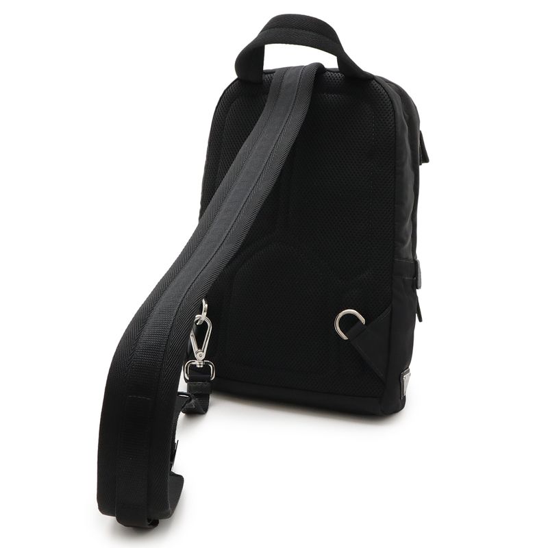 Prada Body Bag Shoulder Bag Crossbody Tessuto Nylon Leather NERO Black Silver