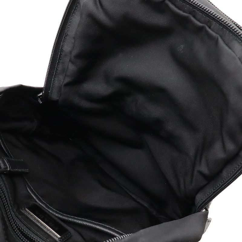 Prada Body Bag Shoulder Bag Crossbody Tessuto Nylon Leather NERO Black Silver