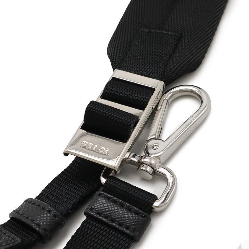 Prada Body Bag Shoulder Bag Crossbody Tessuto Nylon Leather NERO Black Silver