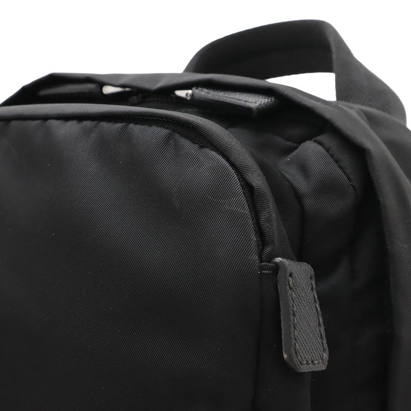 Prada Body Bag Shoulder Bag Crossbody Tessuto Nylon Leather NERO Black Silver