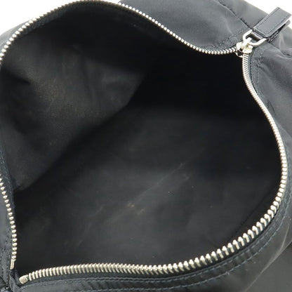 Prada Triangle Logo Handbag Mini Boston Bag Nylon Enamel Patent Leather NERO