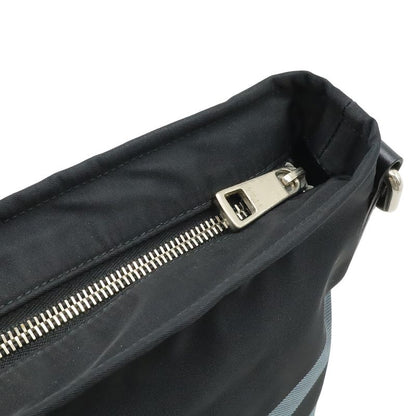Gucci Diamante Shoulder Bag Crossbody Nylon Leather Black Gray Silver Hardware