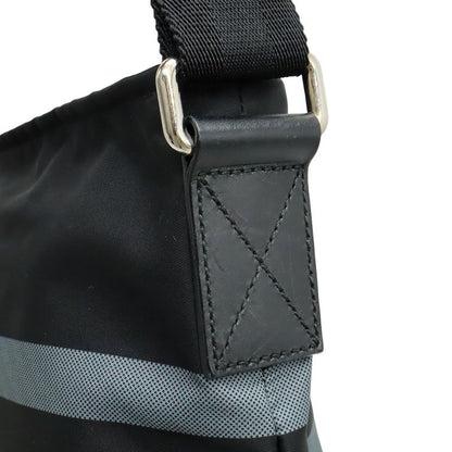 Gucci Diamante Shoulder Bag Crossbody Nylon Leather Black Gray Silver Hardware