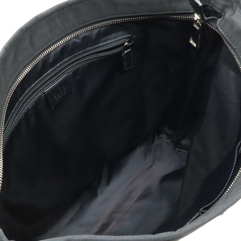 Gucci Diamante Shoulder Bag Crossbody Nylon Leather Black Gray Silver Hardware
