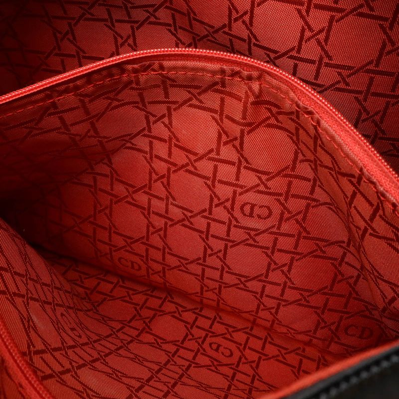 Christian DIOR Lady Dior Cannage Handbag Tote Bag Nylon Black Gold Hardware