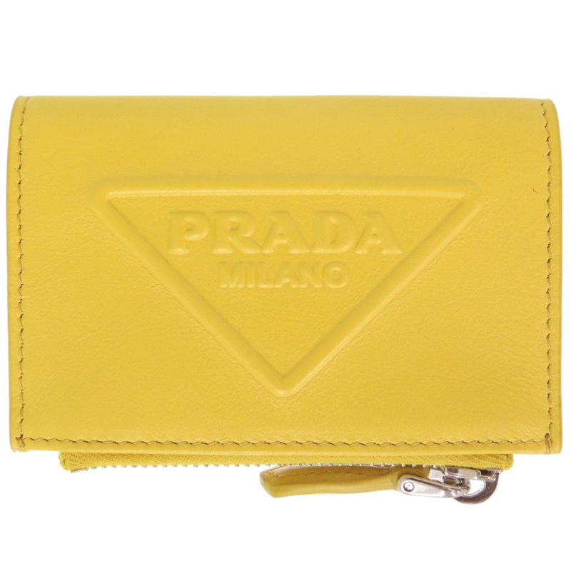 Prada Leather Yellow Coin Case Wallet Yellow 1325 Prada