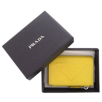 Prada Leather Yellow Coin Case Wallet Yellow 1325 Prada