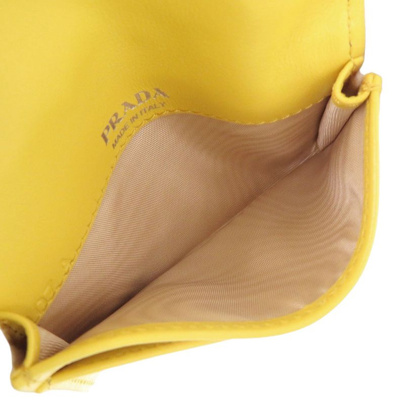 Prada Leather Yellow Coin Case Wallet Yellow 1325 Prada